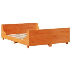 Cadre de lit sans matelas cire marron 120x200cm bois pin massif 