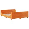 Cadre de lit sans matelas cire marron 120x200cm bois pin massif 