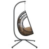 Chaise suspendue en forme d'œuf et support taupe rotin et acier 
