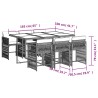 Ensemble à manger de jardin coussins 7pcs Noir Résine tressée 
