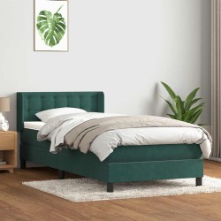 Sommier à lattes de lit et matelas vert foncé 90x220 cm velours 