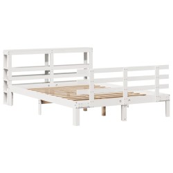 Cadre de lit avec tête de lit sans matelas blanc 150x200 cm 