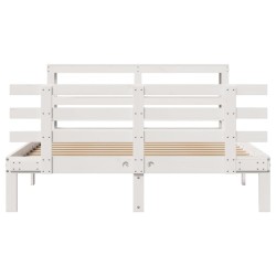 Cadre de lit avec tête de lit sans matelas blanc 150x200 cm 
