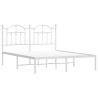 Cadre de lit métal sans matelas et tête de lit blanc 135x190 cm 