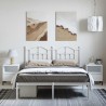 Cadre de lit métal sans matelas et tête de lit blanc 135x190 cm 