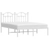 Cadre de lit métal sans matelas et tête de lit blanc 135x190 cm 