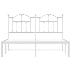 Cadre de lit métal sans matelas et tête de lit blanc 135x190 cm 