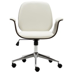 Chaise de bureau Blanc Bois courbé et similicuir 