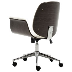 Chaise de bureau Blanc Bois courbé et similicuir 