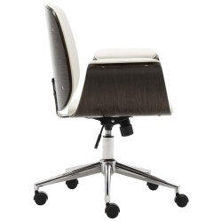 Chaise de bureau Blanc Bois courbé et similicuir 
