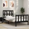 Cadre de lit sans matelas noir 100x200 cm bois massif de pin 