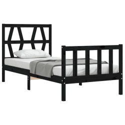 Cadre de lit sans matelas noir 100x200 cm bois massif de pin 