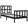 Cadre de lit sans matelas noir 100x200 cm bois massif de pin 