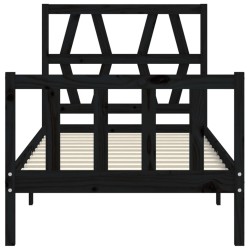 Cadre de lit sans matelas noir 100x200 cm bois massif de pin 