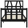 Cadre de lit sans matelas noir 100x200 cm bois massif de pin 