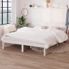 Cadre de lit sans matelas blanc bois de pin massif 
