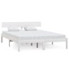 Cadre de lit sans matelas blanc bois de pin massif 