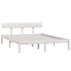 Cadre de lit sans matelas blanc bois de pin massif 