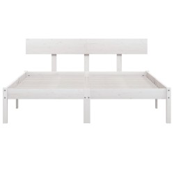 Cadre de lit sans matelas blanc bois de pin massif 