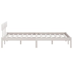 Cadre de lit sans matelas blanc bois de pin massif 