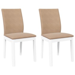 Chaises à manger coussins 2 pcs blanc bois massif caoutchouc 