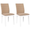 Chaises à manger coussins 2 pcs blanc bois massif caoutchouc 