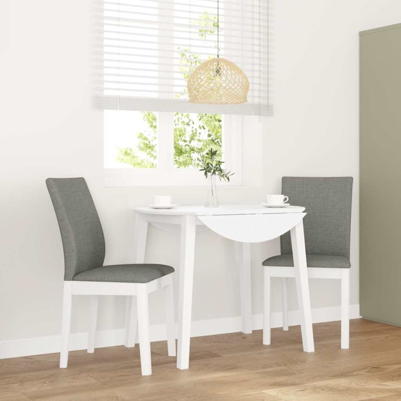 Chaises à manger coussins 2 pcs blanc bois massif caoutchouc 