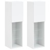 Meubles TV avec lumières LED 2 pcs blanc 30,5x30x102 cm 