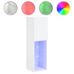 Meubles TV avec lumières LED 2 pcs blanc 30,5x30x102 cm 