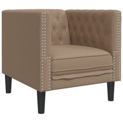 Fauteuil Chesterfield cappuccino similicuir 