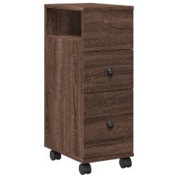 Meuble étroit de salle de bain à roulettes chêne marron 