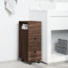 Meuble étroit de salle de bain à roulettes chêne marron 