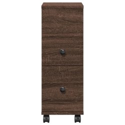 Meuble étroit de salle de bain à roulettes chêne marron 