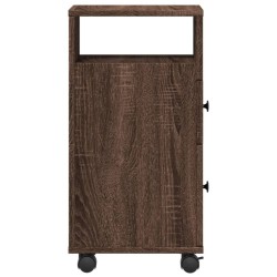 Meuble étroit de salle de bain à roulettes chêne marron 