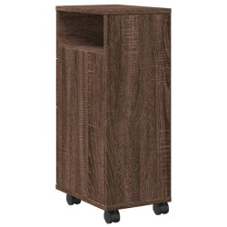 Meuble étroit de salle de bain à roulettes chêne marron 