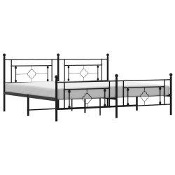 Cadre de lit métal sans matelas avec pied de lit noir 193x203cm 
