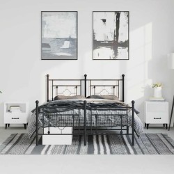 Cadre de lit métal sans matelas avec pied de lit noir 193x203cm 