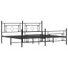 Cadre de lit métal sans matelas avec pied de lit noir 193x203cm 
