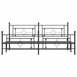 Cadre de lit métal sans matelas avec pied de lit noir 193x203cm 
