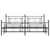 Cadre de lit métal sans matelas avec pied de lit noir 193x203cm 