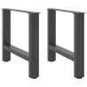 Pieds de table basse Anthracite 2 pièces 50 x (42-43) cm Acier 