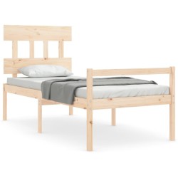 Lit pour personne âgée et tête de lit 90x200 cm bois massif 