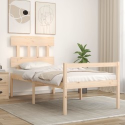 Lit pour personne âgée et tête de lit 90x200 cm bois massif 