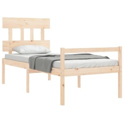 Lit pour personne âgée et tête de lit 90x200 cm bois massif 