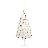 Arbre de Noël artificiel pré-éclairé et boules blanc 180 cm 