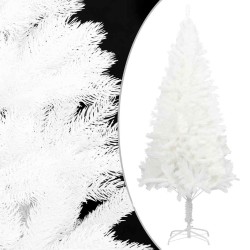 Arbre de Noël artificiel pré-éclairé et boules blanc 180 cm 