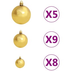 Arbre de Noël artificiel pré-éclairé et boules blanc 180 cm 