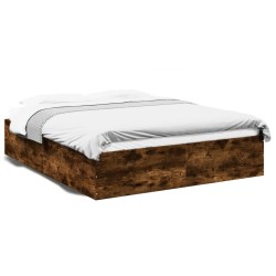 Cadre de lit sans matelas chêne fumé 150x200 cm 