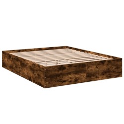 Cadre de lit sans matelas chêne fumé 150x200 cm 