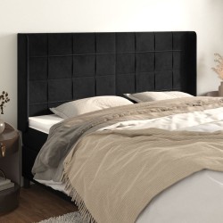Tête de lit avec oreilles Noir 163x16x118/128 cm Velours 
